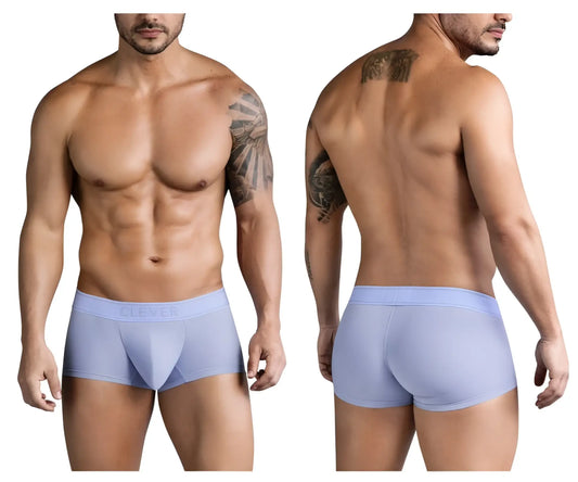 Light blue clever 1751 craftiness trunks for men with smooth form fitting design and subtle brand logo on waistband