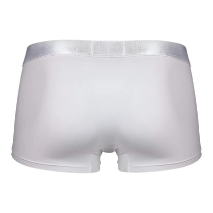 White boxer briefs clever 1752 victor trunks with shiny silver waistband designed for comfort and style