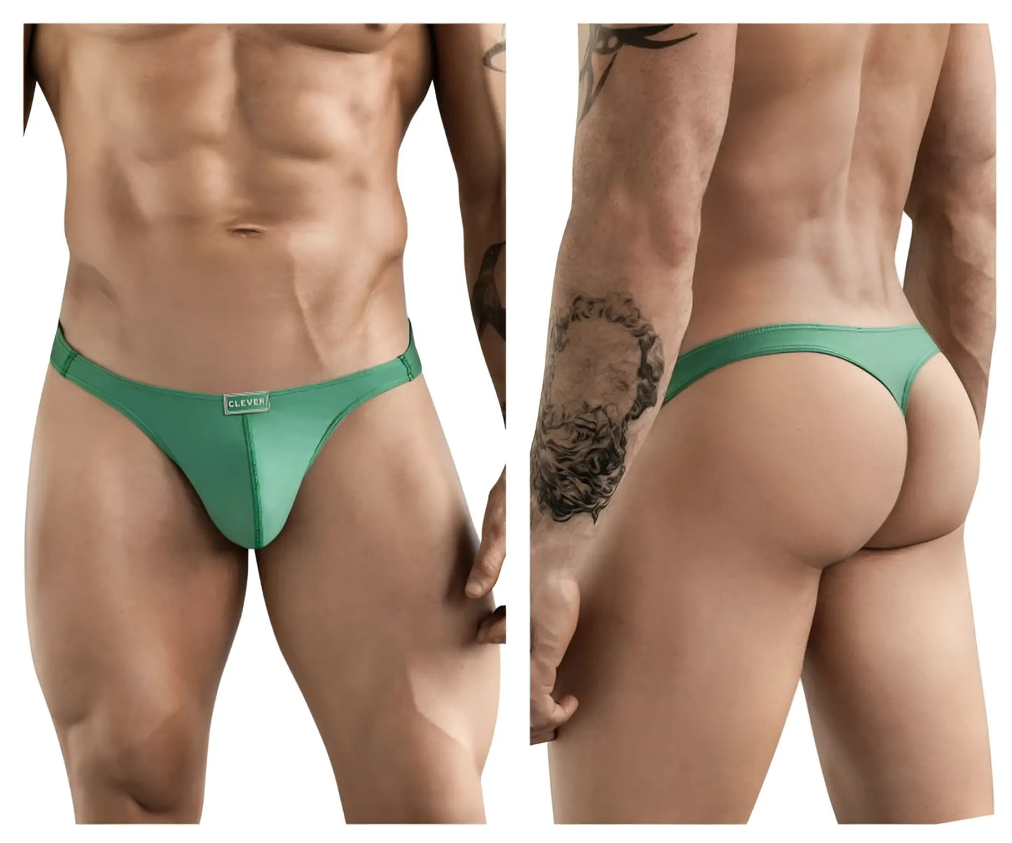 Green clevver brand thong with smooth form-fitting cactus design in vibrant green color for comfortable wear