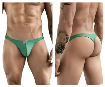 Green clevver brand thong with smooth form-fitting cactus design in vibrant green color for comfortable wear