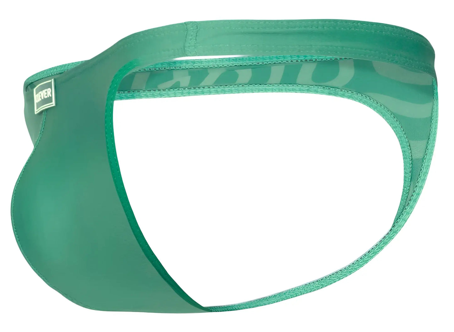 Teal seamless men’s briefs with subtle stripes and branded waistband from clever 1773 cactus thongs color green