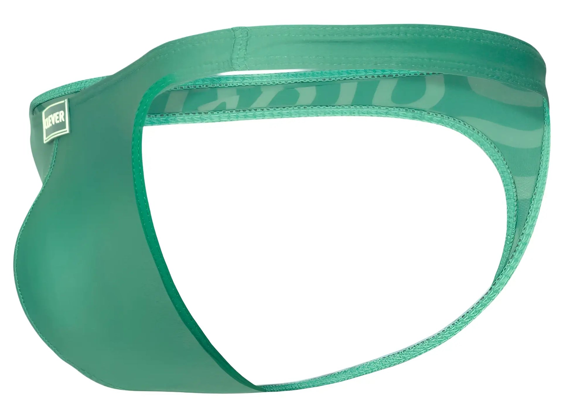 Teal seamless men’s briefs with subtle stripes and branded waistband from clever 1773 cactus thongs color green