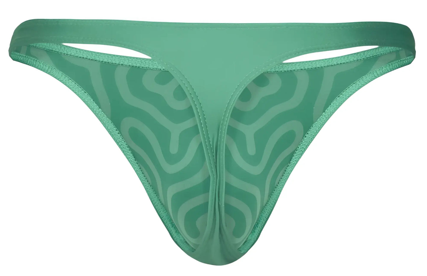 Teal-colored clever 1773 cactus thong with subtle swirling pattern and reinforced stitching along edges