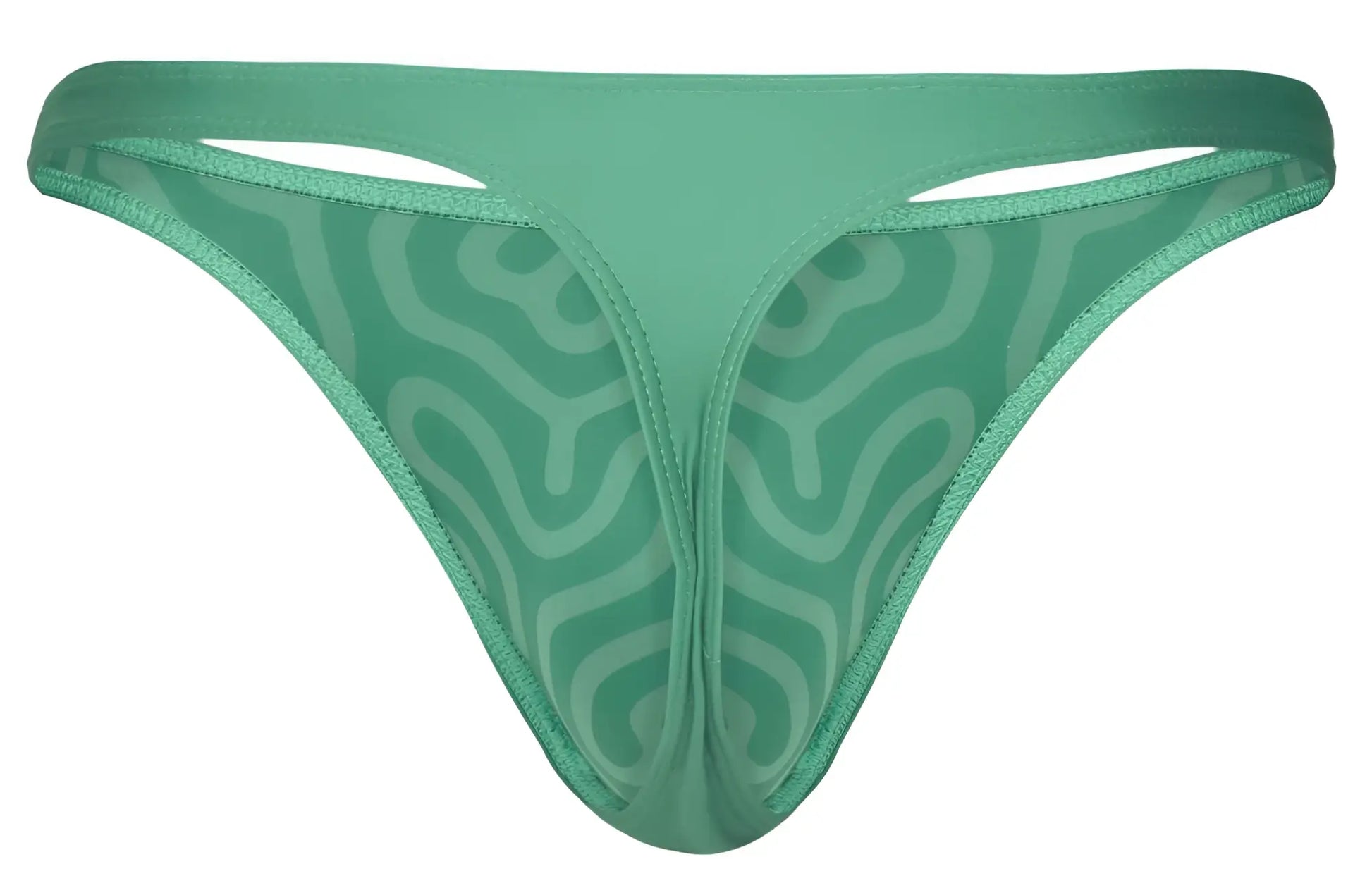 Teal-colored clever 1773 cactus thong with subtle swirling pattern and reinforced stitching along edges