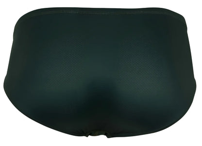 Clever 1775 optimo briefs dark green smooth textured swim trunks with snug fit and elastic waistband