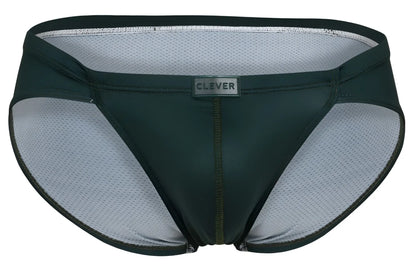 Dark green clever 1775 optimo briefs with mesh lining and brand label designed for comfortable swimwear use