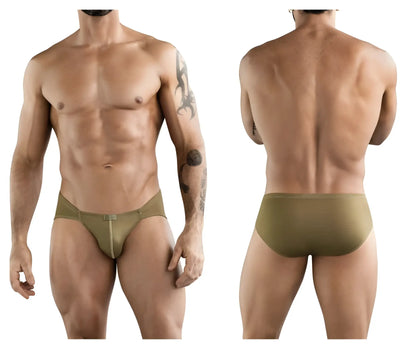 Olive green clever 1775 optimo briefs with smooth form-fitting fabric and subtle waistband detail for athletic use