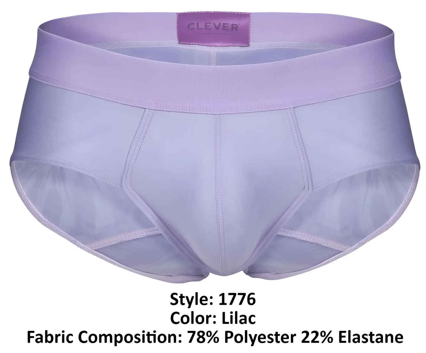 Clever 1776 venecia lilac briefs made of 78 percent polyester and 22 percent elastane fabric shown from the back side