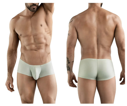 Light green clever 1780 maya trunks form-fitting men’s briefs with central pouch design in beige color