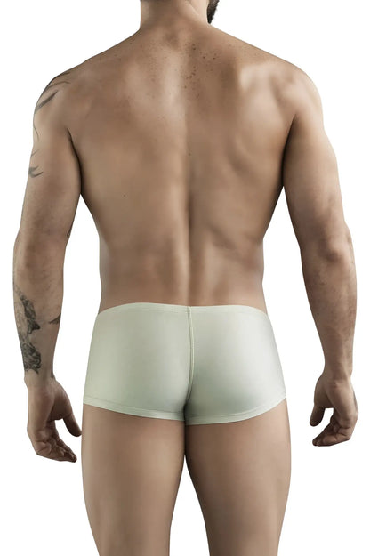 A pair of clever 1780 maya trunks beige form-fitting briefs with smooth stretchy fabric and a subtle center seam
