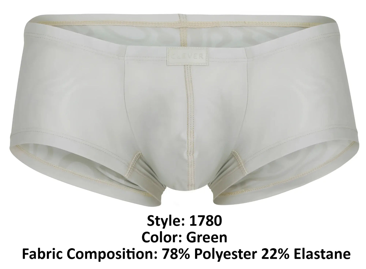 Clever 1780 maya trunks beige white briefs with subtle green tint made of 78 polyester 22 elastane fabric