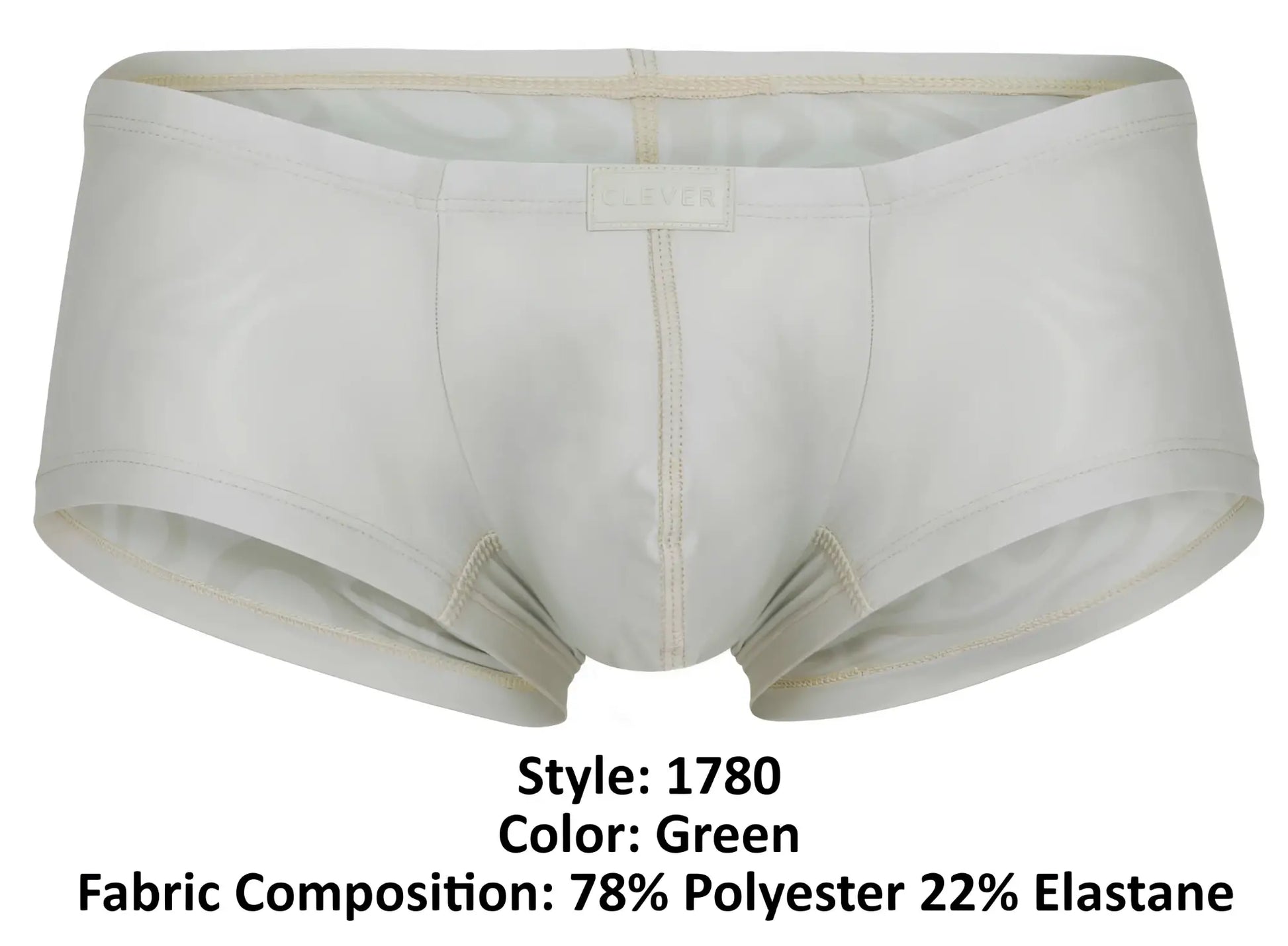 Clever 1780 maya trunks beige white briefs with subtle green tint made of 78 polyester 22 elastane fabric