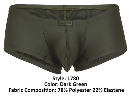 Dark green clever 1780 maya trunks made of 78 percent polyester 22 percent elastane with subtle camouflage lining