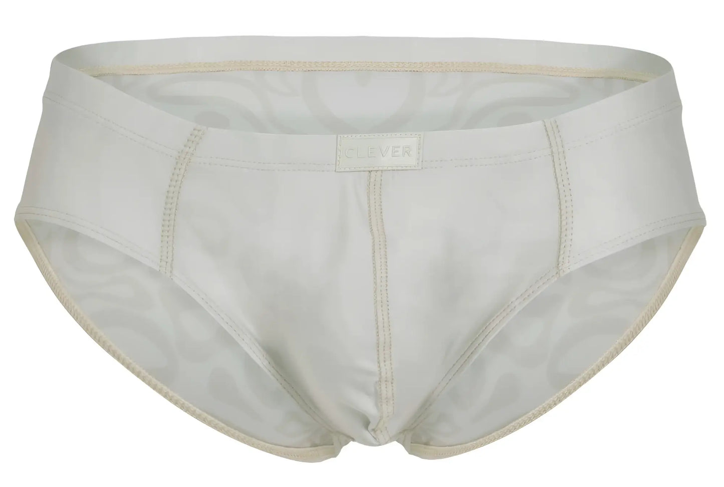 Cream-colored clever 1781 maya briefs in satin fabric with subtle embossed pattern and matching stitching visible