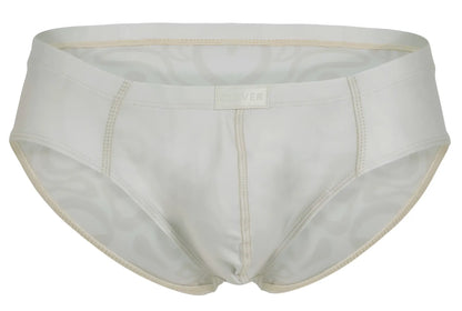Cream-colored clever 1781 maya briefs in satin fabric with subtle embossed pattern and matching stitching visible