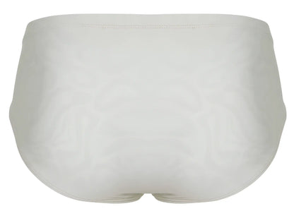 Beige clever 1781 maya briefs white cotton with subtle textured pattern front view underwear