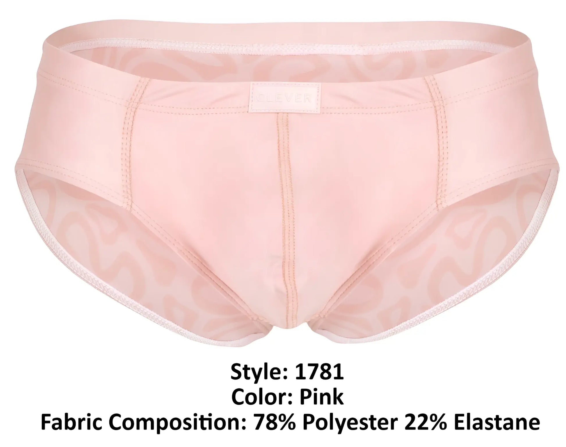 Pink clever 1781 maya briefs with subtle leopard print made from smooth stretchy polyester elastane fabric