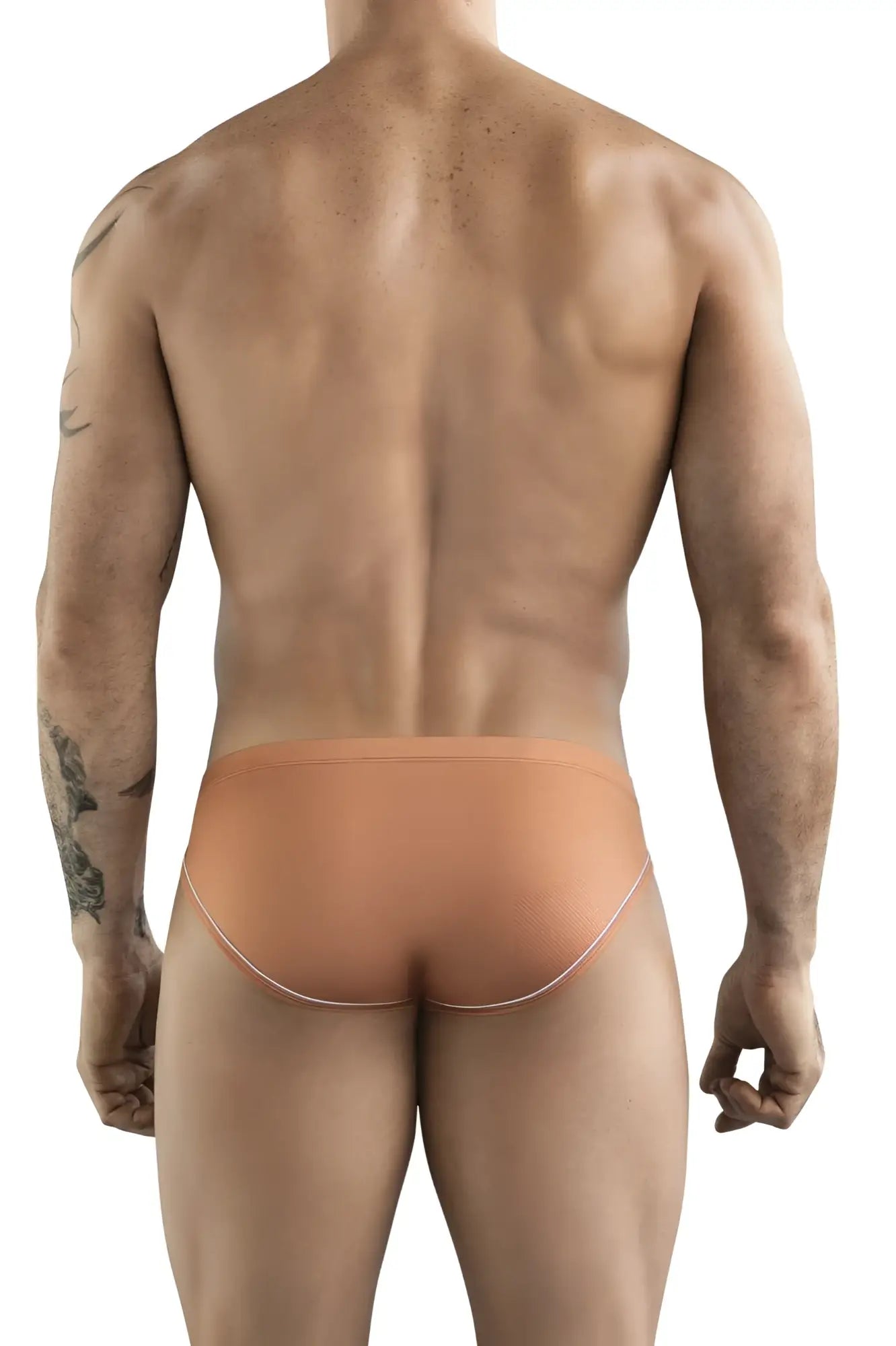 Clever 1782 argovia briefs in ochre tan with subtle white trim on waistband and leg openings for comfortable wear