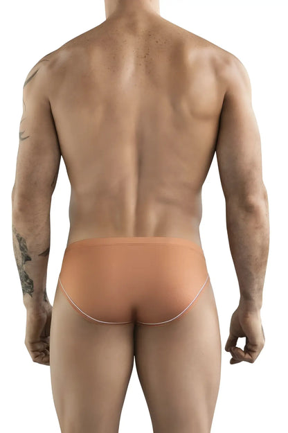 Clever 1782 argovia briefs in ochre tan with subtle white trim on waistband and leg openings for comfortable wear
