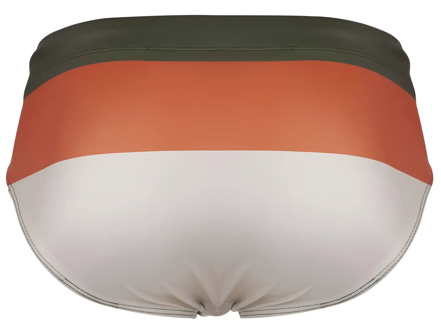 Clever 1802 wave swim briefs in olive green orange and white stripes with smooth fabric finish