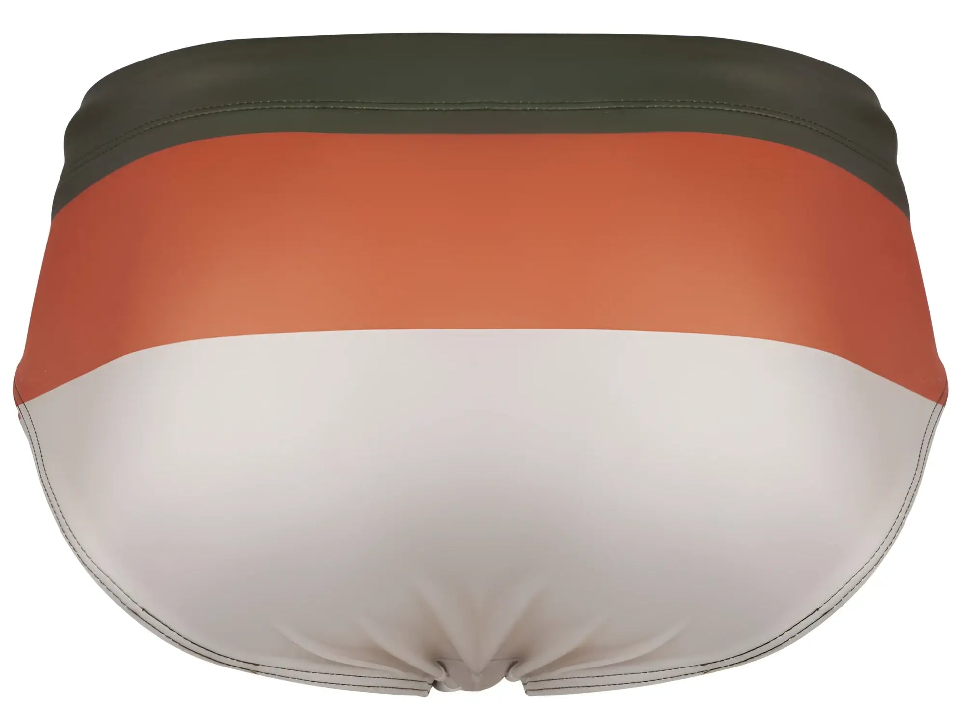 Clever 1802 wave swim briefs in olive green orange and white stripes with smooth fabric finish