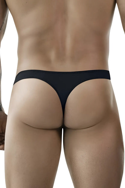 Black clever 1830 desirable thong with smooth seamless design shown from the back for comfortable wear
