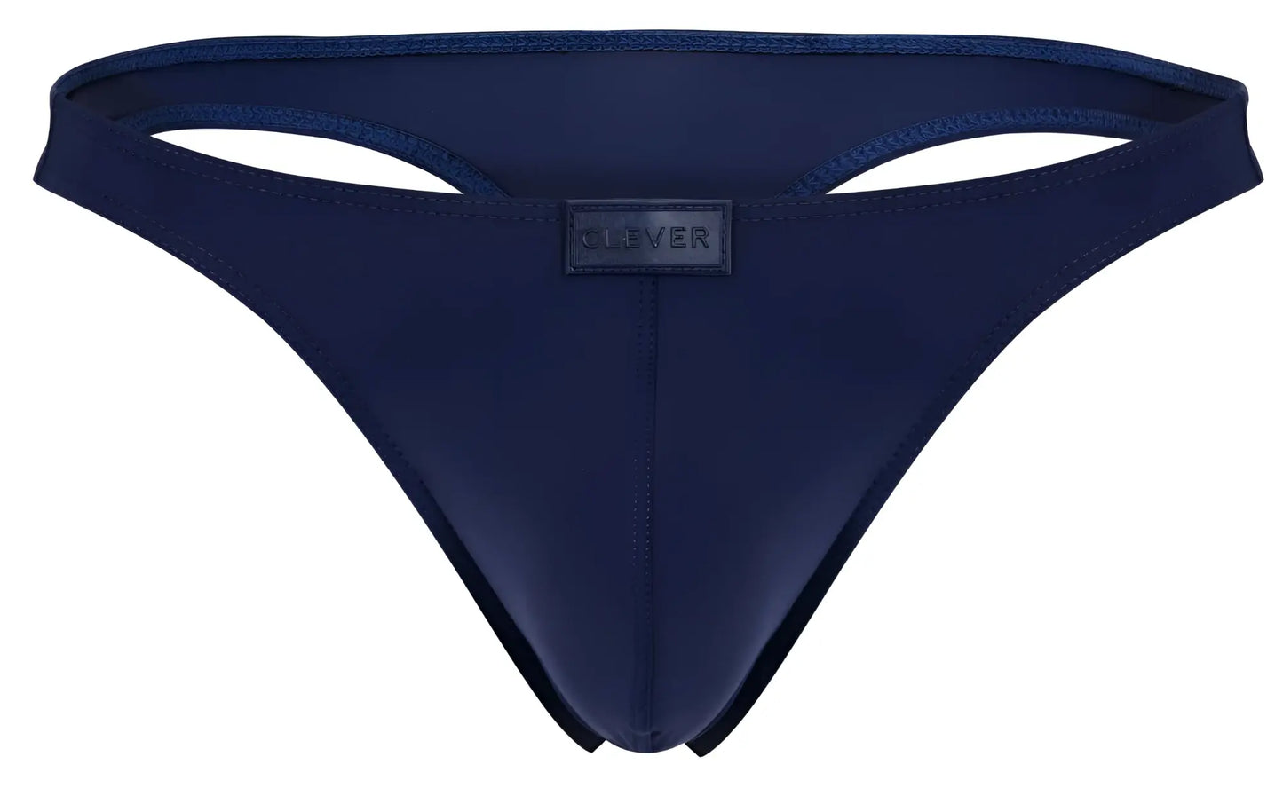 Navy blue silicone thong clever 1830 desirable thongs with subtle clover brand label at the center
