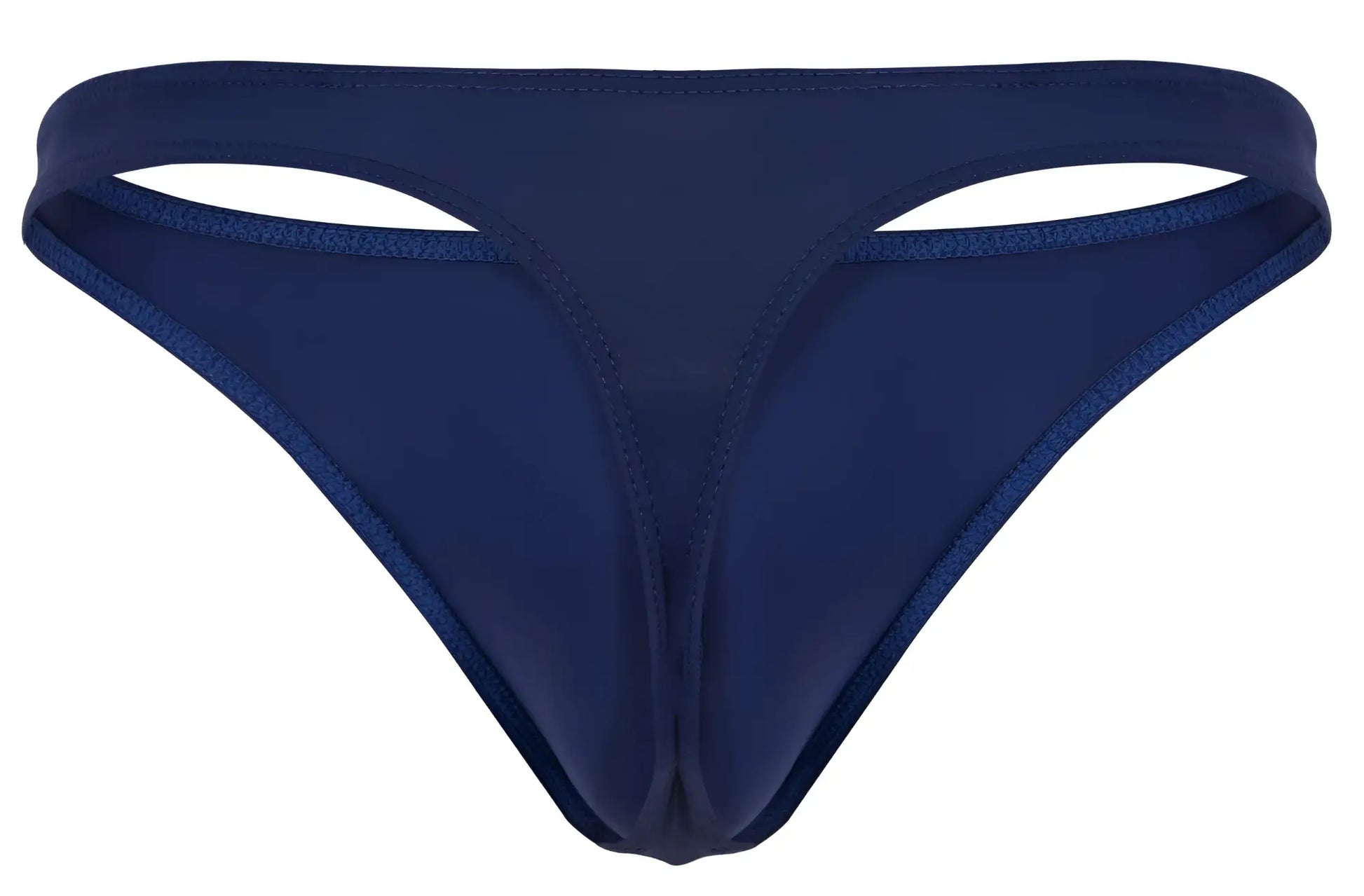 Navy blue clever 1830 desirable thong made of smooth stretchy fabric with subtle sheen and reinforced stitching edges