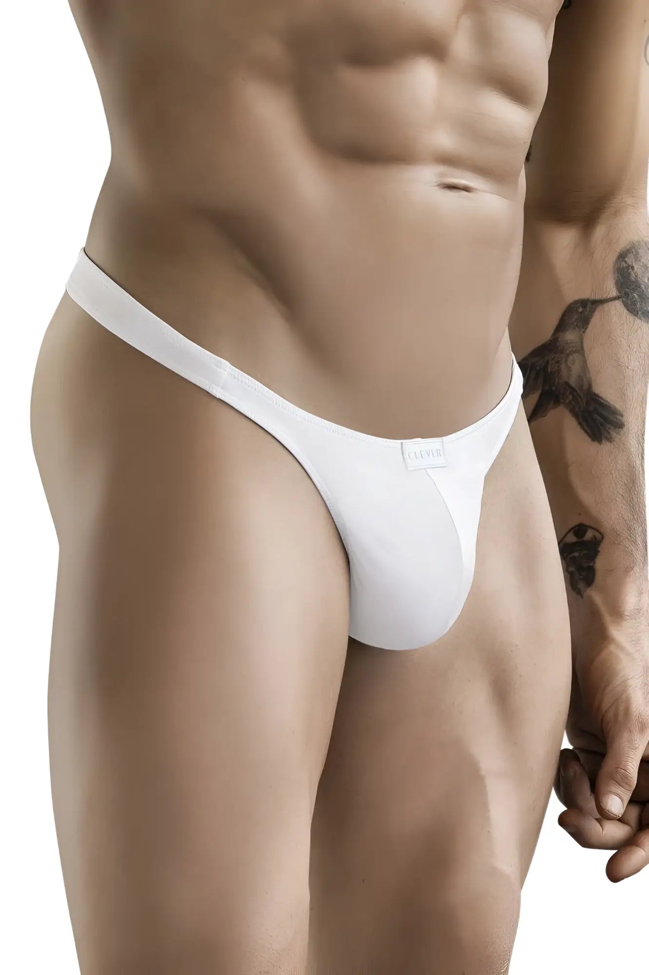 White seamless thong clever 1830 desirable made of smooth fabric with minimalist design and subtle brand tag