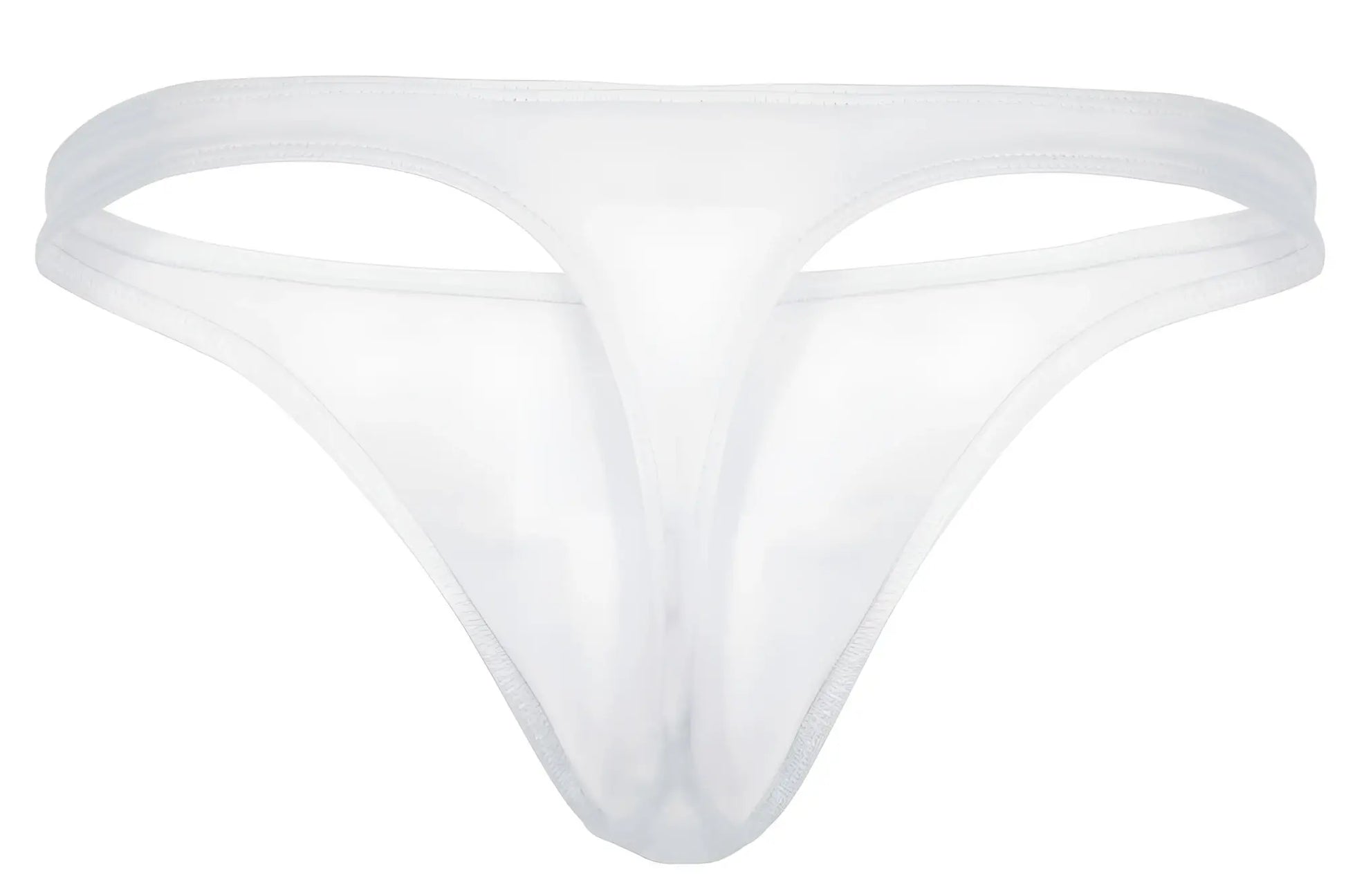 Transparent white mesh thong clever 1830 desirable thongs showing front view with sheer fabric and minimalist design