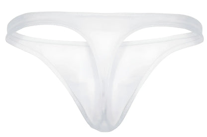 Transparent white mesh thong clever 1830 desirable thongs showing front view with sheer fabric and minimalist design