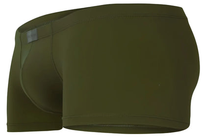 Olive green clever 1842 buenavista trunks men’s boxer briefs with smooth stretchy fabric and subtle brand tag on waistband