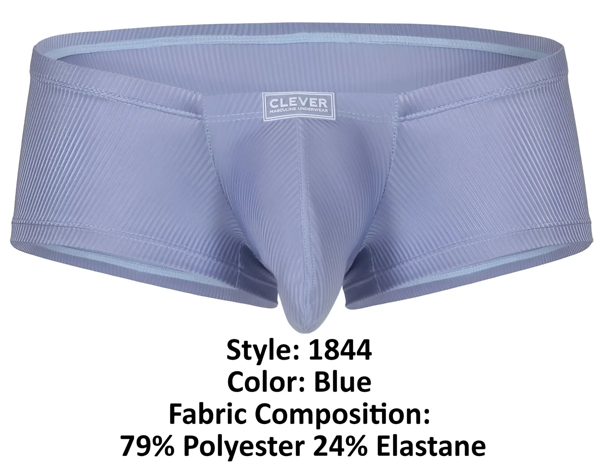 Blue clever 1844 aura trunks ribbed form-fitting men’s underwear made of 79% polyester and 24% elastane