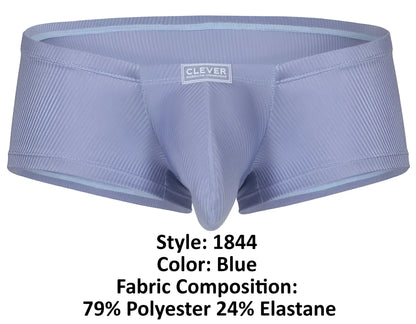 Blue clever 1844 aura trunks ribbed form-fitting men’s underwear made of 79% polyester and 24% elastane