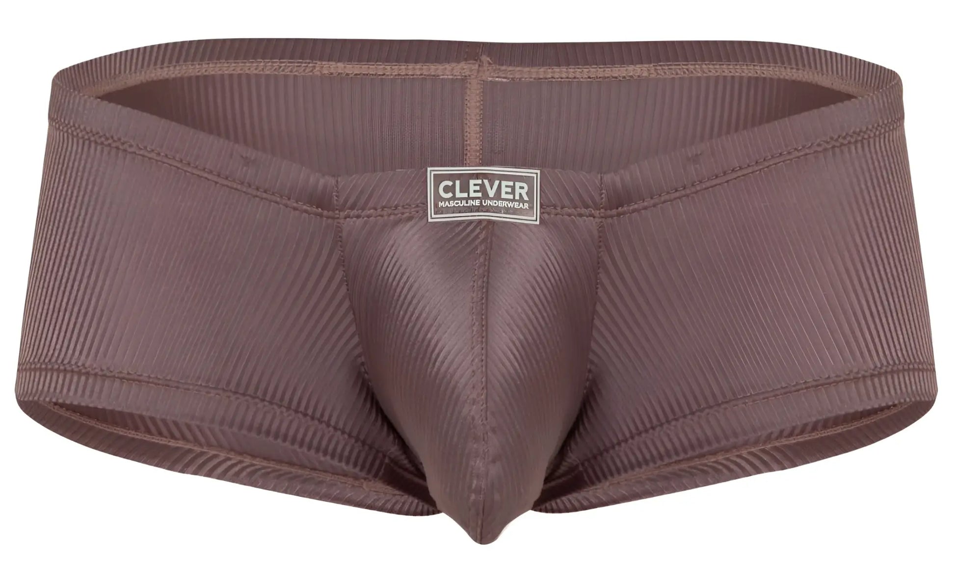 Brown ribbed cotton men’s briefs with clever brand label from clever 1844 aura trunks color brown collection
