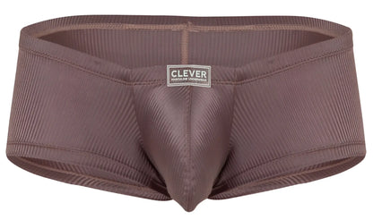 Brown ribbed cotton men’s briefs with clever brand label from clever 1844 aura trunks color brown collection