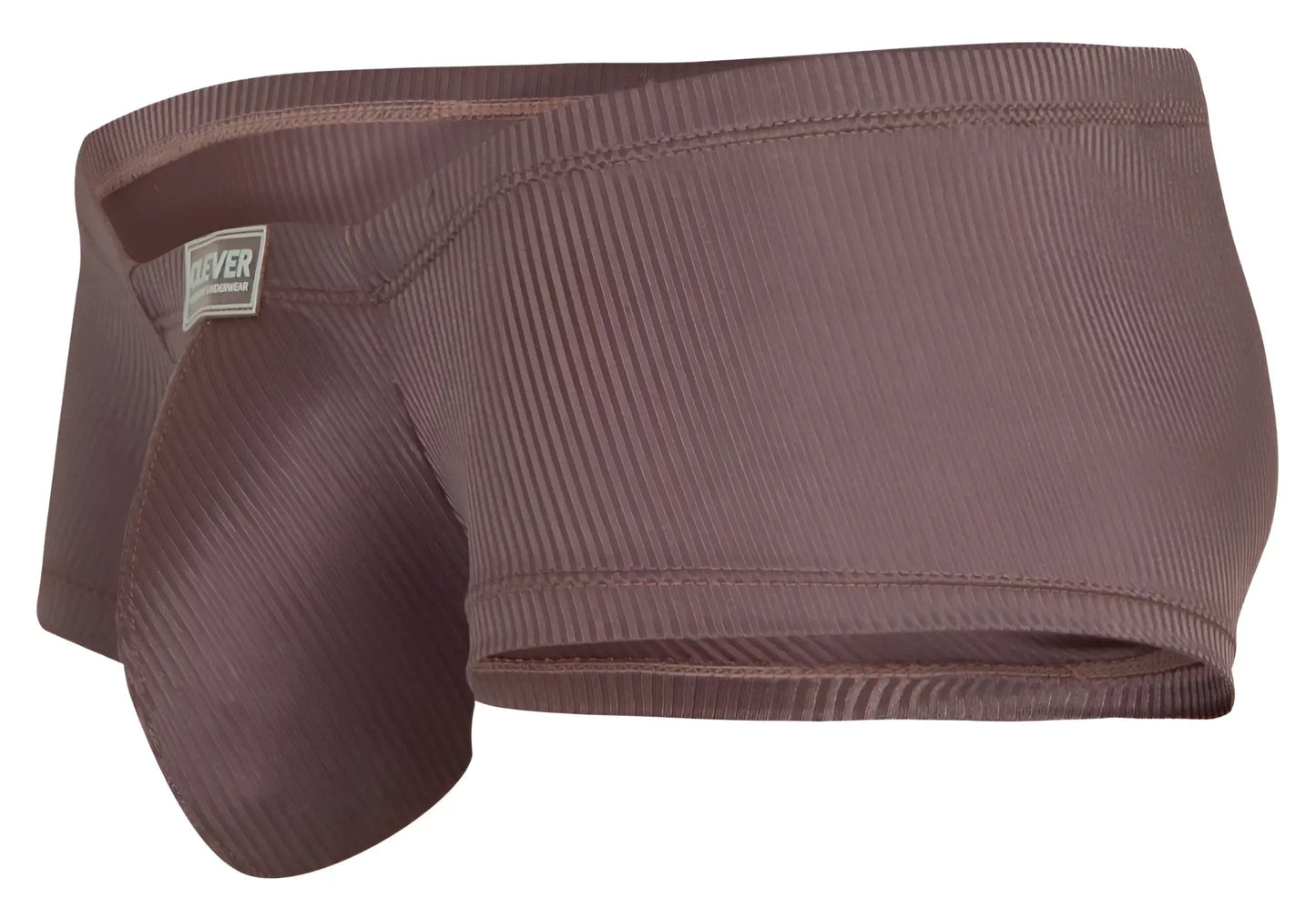 Brown ribbed fabric briefs with visible clever 1844 brand tag in the front for comfortable everyday wear