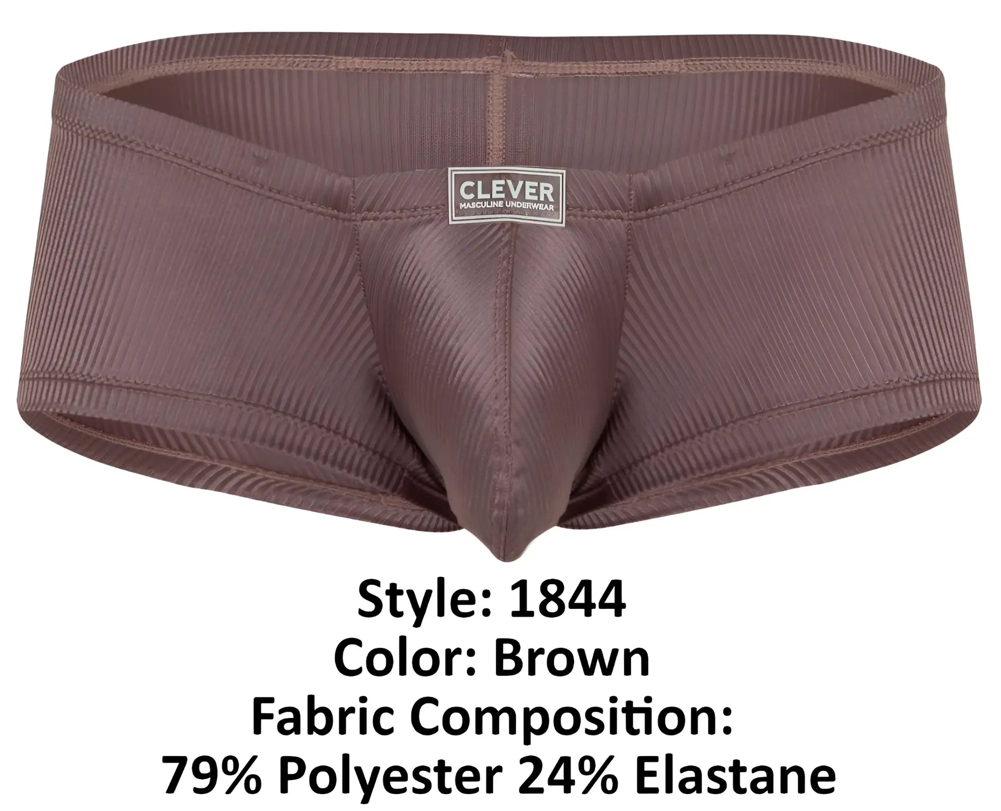 Brown ribbed polyester and elastane briefs by clever men’s underwear designed for comfortable all-day wear