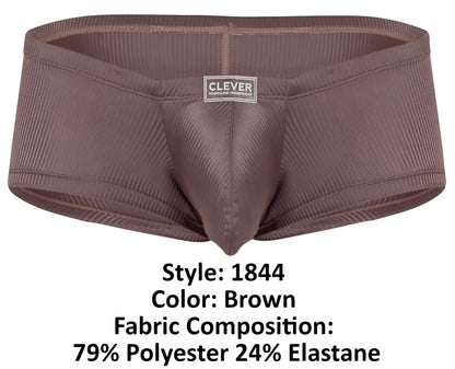 Brown ribbed polyester and elastane briefs by clever men’s underwear designed for comfortable all-day wear