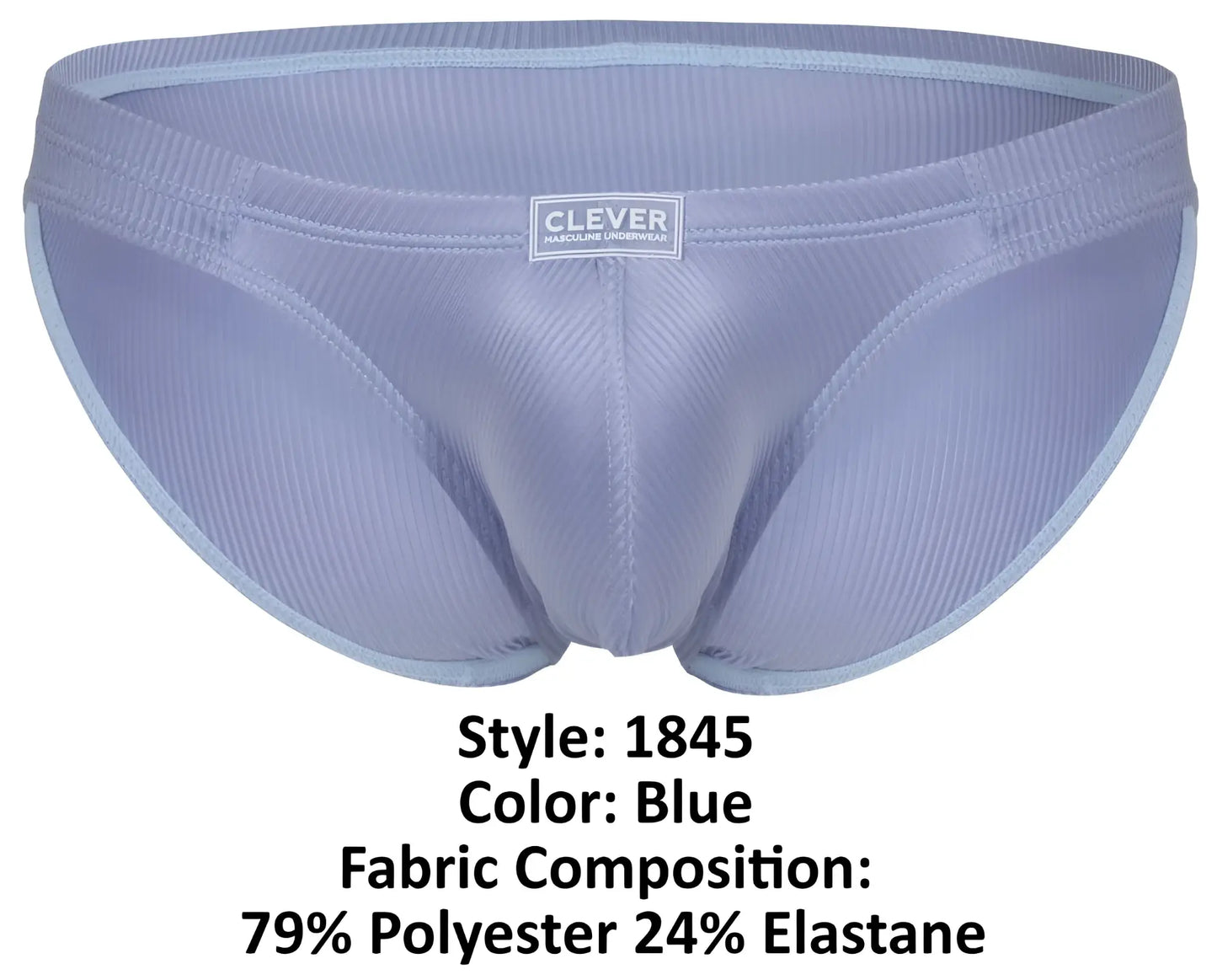 Light blue clever 1845 aura bikini briefs in a ribbed polyester and elastane blend for men