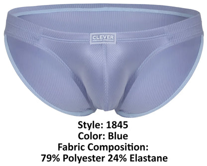 Light blue clever 1845 aura bikini briefs in a ribbed polyester and elastane blend for men