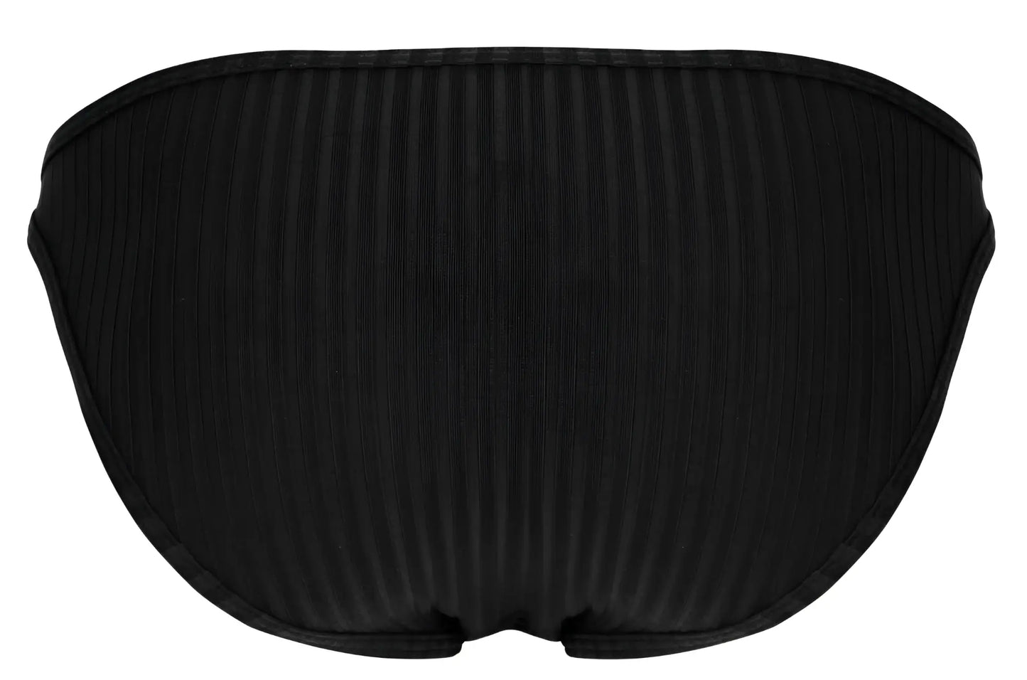 Black ribbed bikini bottom with sleek contoured design from clever 1846 mantra bikini color black shown from back