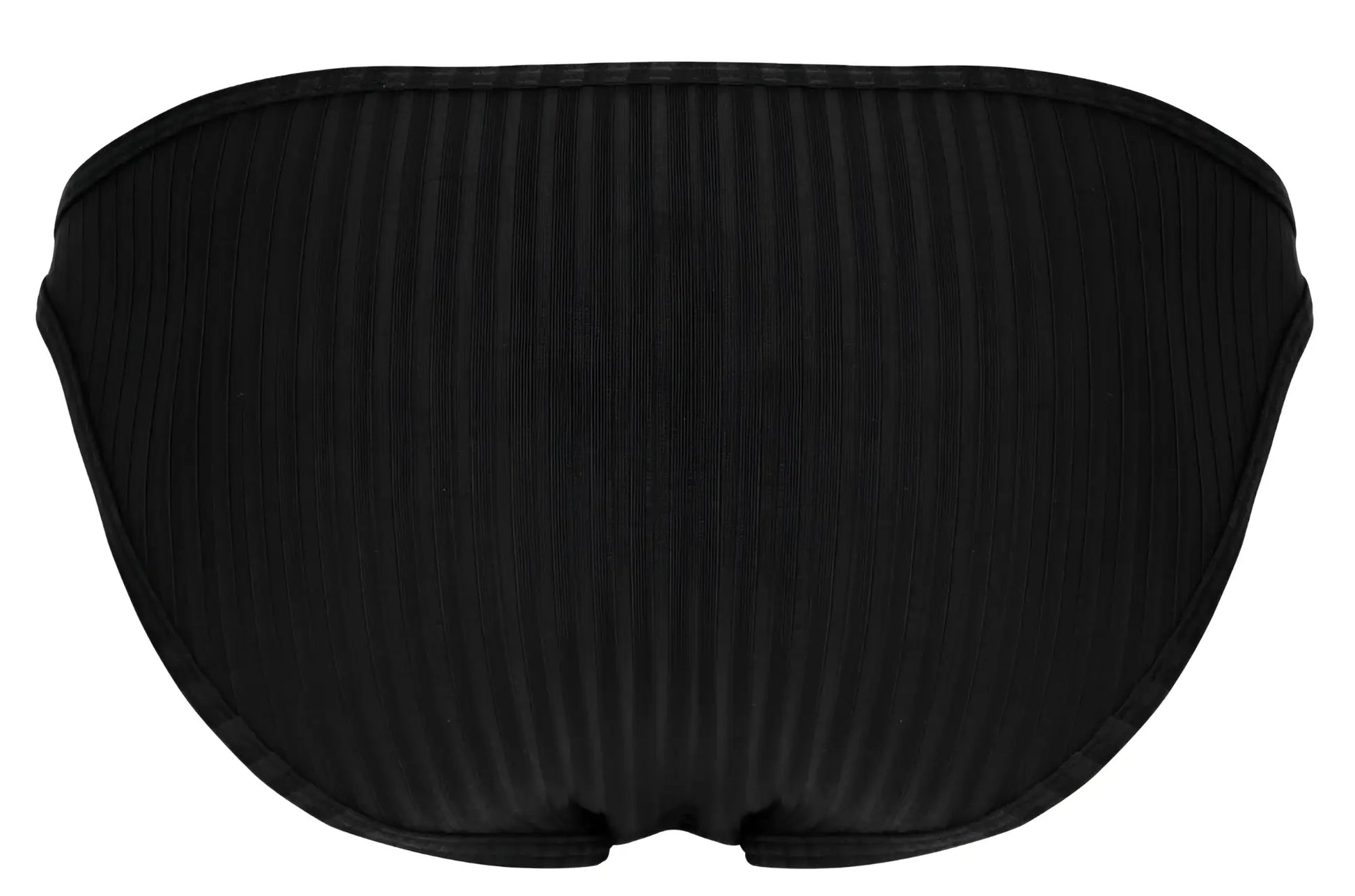 Black ribbed bikini bottom with sleek contoured design from clever 1846 mantra bikini color black shown from back
