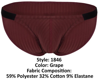 Maroon ribbed briefs with black elastic waistband clever 1846 mantra bikini color grape front view