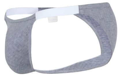 Gray heathered fabric briefs with white elastic waistband clever 1846 mantra bikini in gray front view