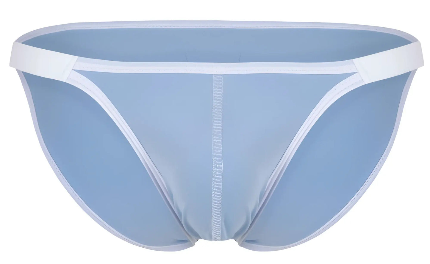 Light blue clever 1848 relax bikini briefs with white trim and a central seam for comfortable everyday wear