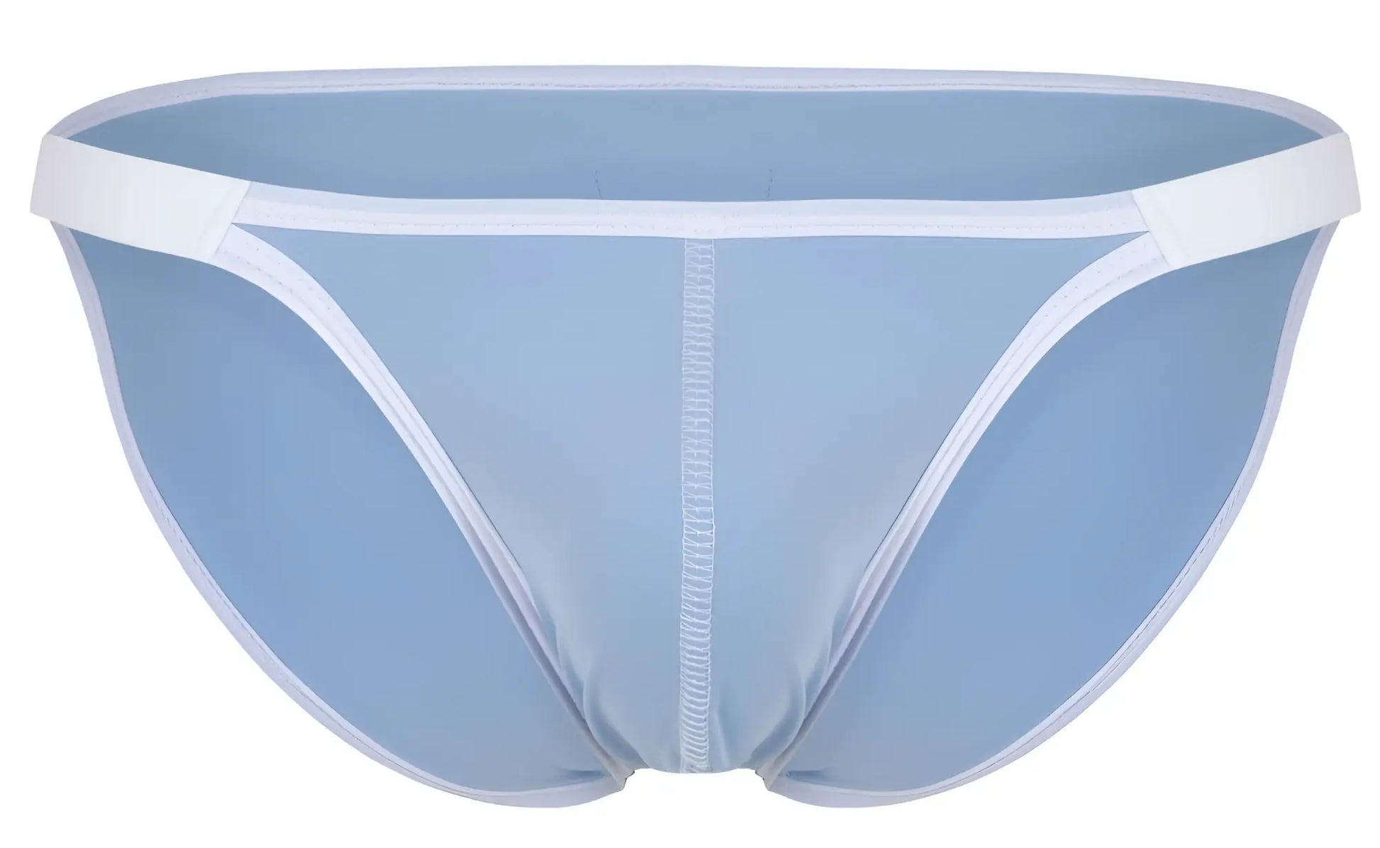 Light blue clever 1848 relax bikini briefs with white trim and a central seam for comfortable everyday wear