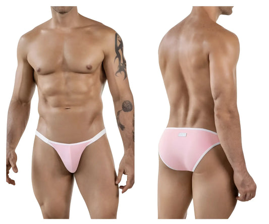 Pink clever 1848 relax bikini athletic briefs with white trim designed for comfortable activewear use