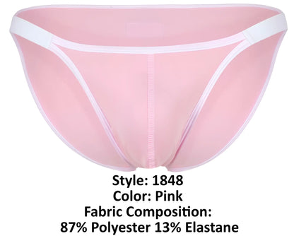 Pink clever 1848 relax bikini men’s briefs with white trim seamless design made of 87 polyester 13 elastane