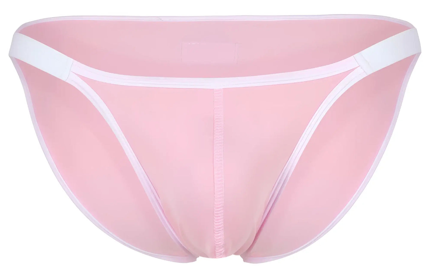 Pink sheer mesh briefs with white elastic trim and central seam from clever 1848 relax bikini color pink collection